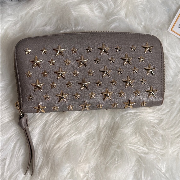 Jimmy Choo Taupe Star-Studded Wallet - Picture 1 of 4